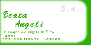 beata angeli business card